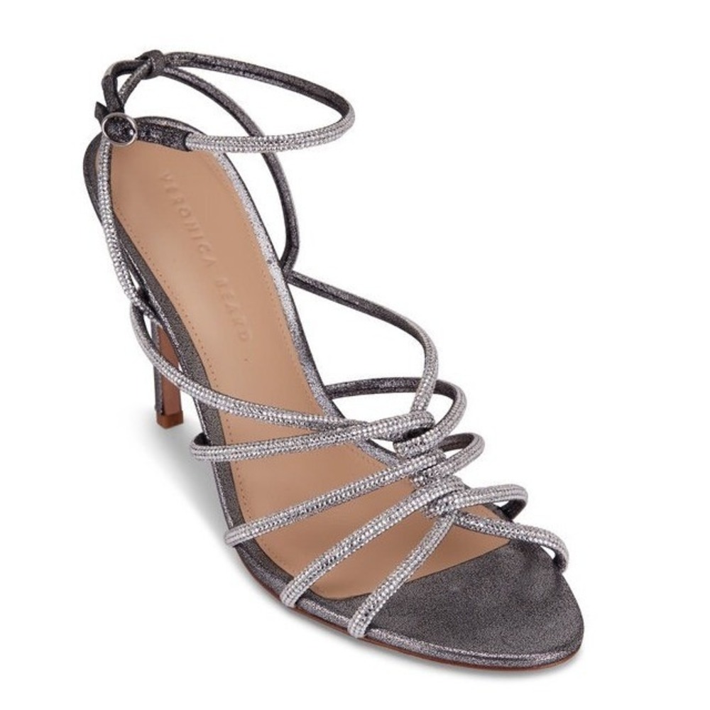 Veronica Beard Aneesha Gray Crystal Embellished Stiletto Sandals Size 5M